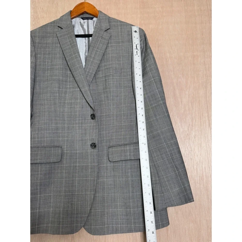 Banana Republic Mens 40R Tailored Fit Grey Glen Plaid Two Button Suit Jacket